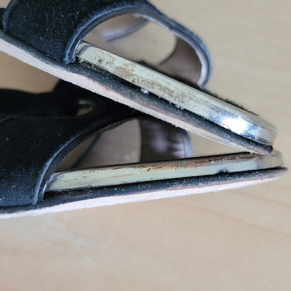 Stuart Weitzman T Strap Black Suede Double Ankle Buckle Strappy Heels Sandals - Picture 11 of 16